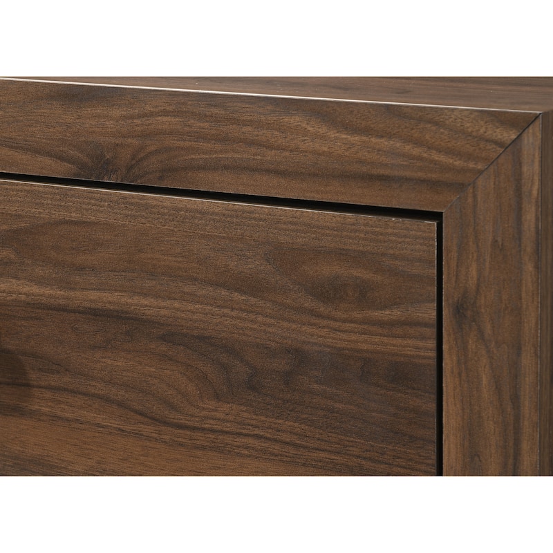 Full Size Wood Contemporary Panel Bed with Fabric Headboard