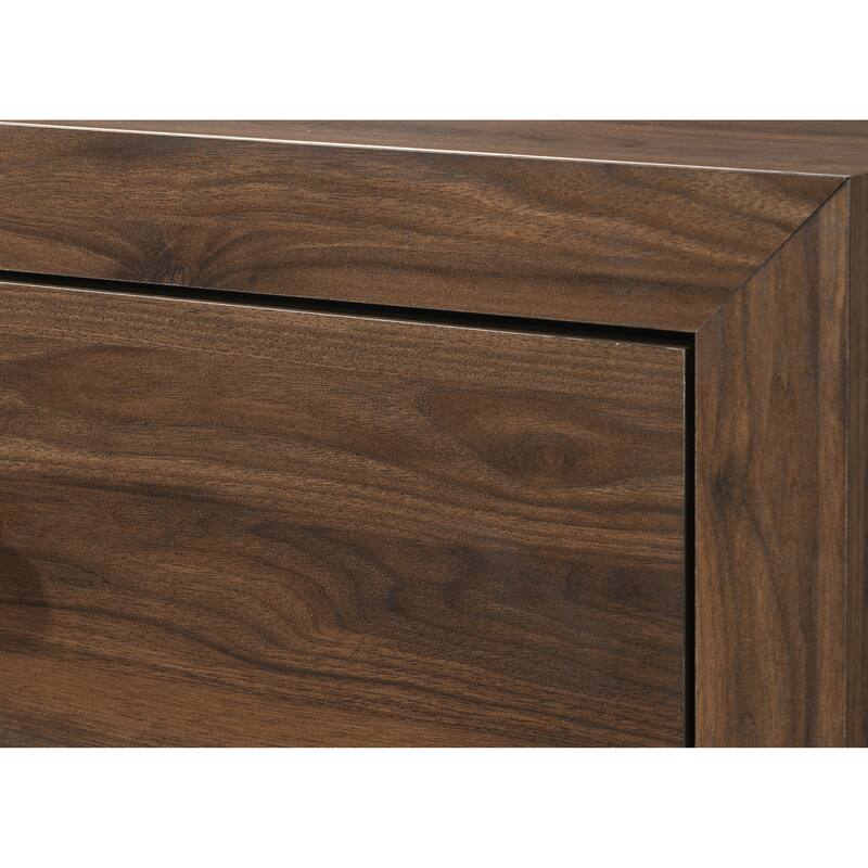 Rustic Contemporary 4-Drawer Tall Chest with Metal Hardware, Rustic Brown Cherry