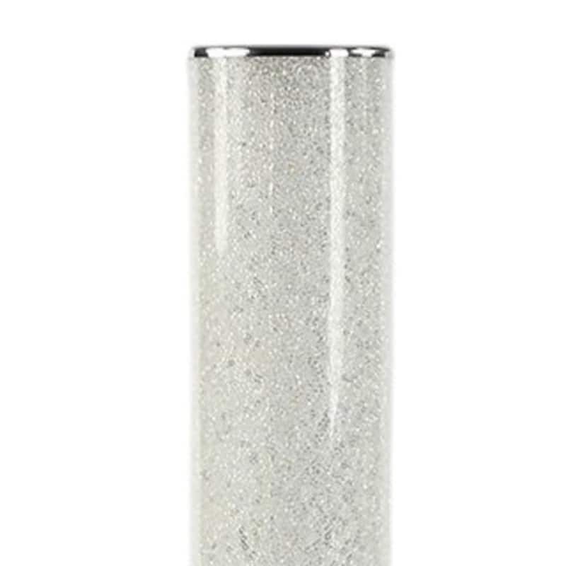Contemporary LED Column Floor Lamp with White Steel Base & Clear Acrylic Drum Shade - 7.9" x 7.9" x 49"