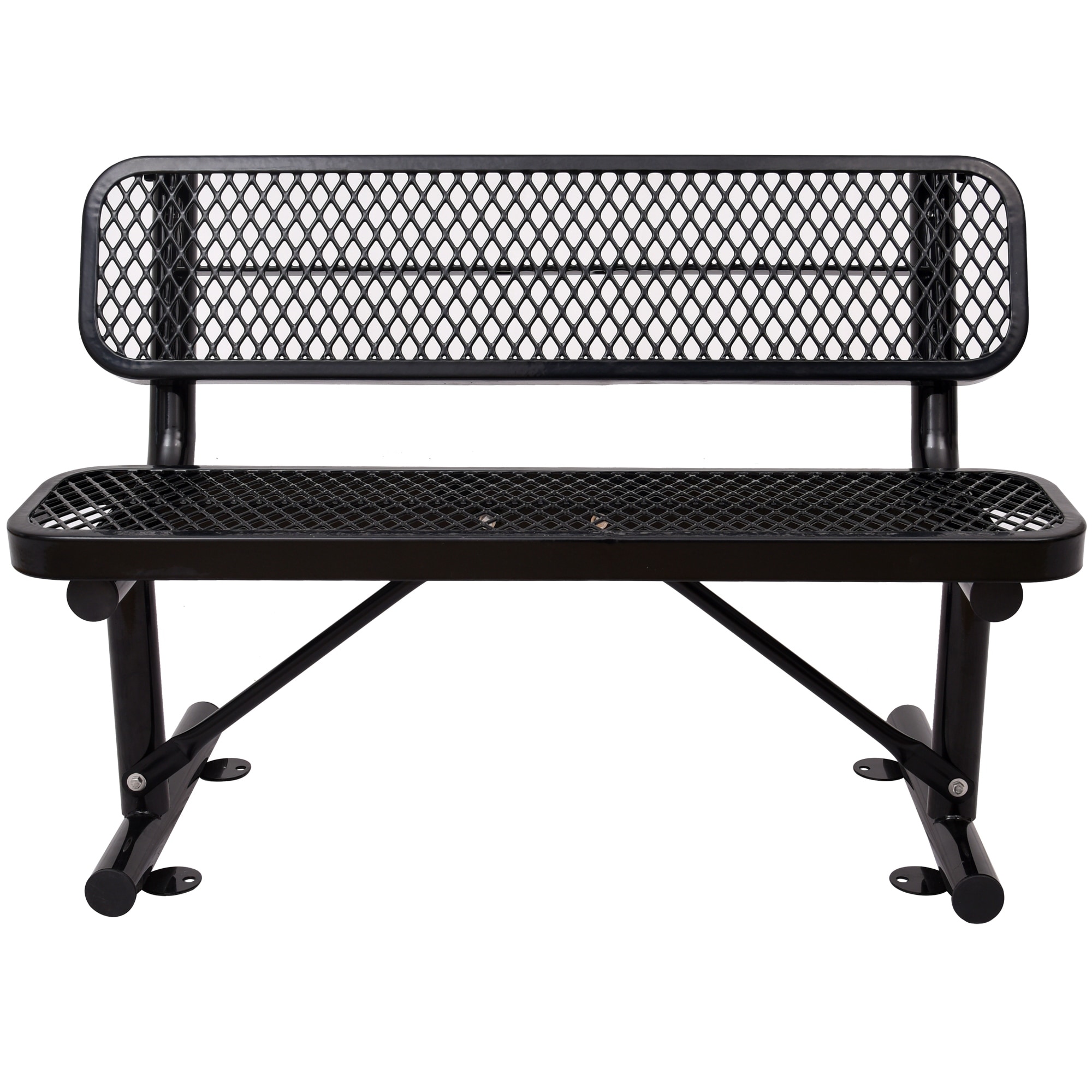 Outdoor Steel Bench With Backrest For Durable Patio Seating