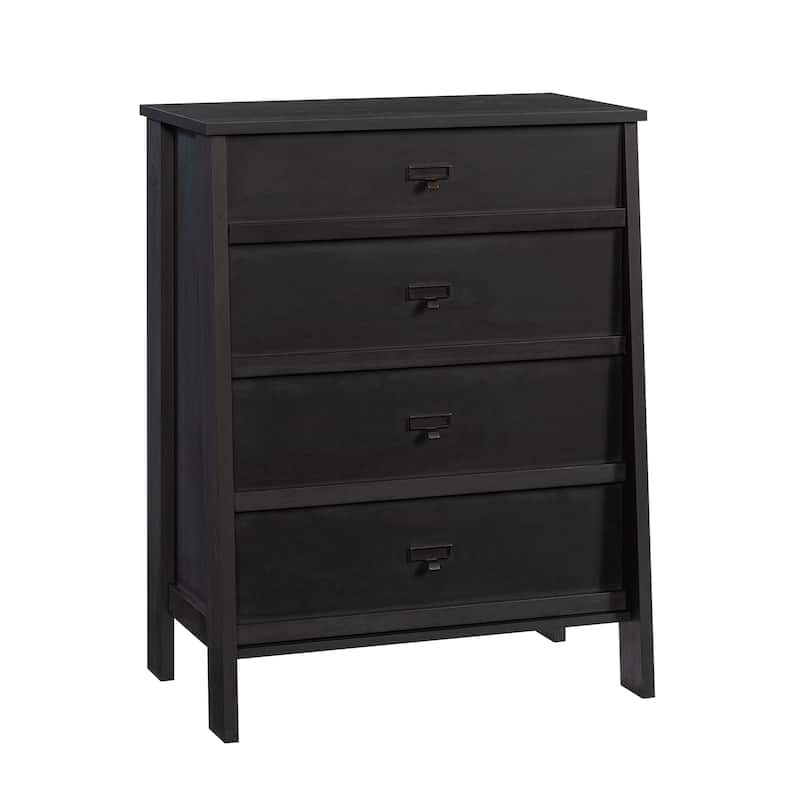 Wood 4-Drawer Chest with Workspace Design, Black