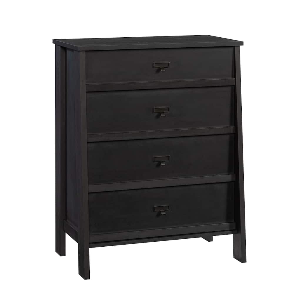 Wood 4-Drawer Chest with Workspace Design, Black