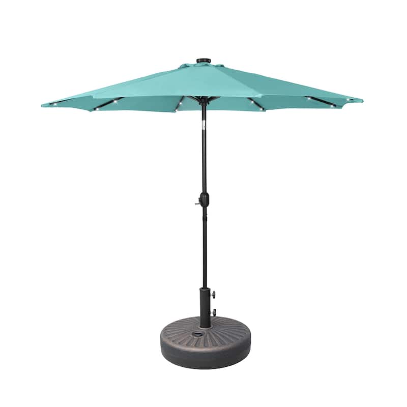 9' Solar Lighted Patio Umbrella with Bronze Base