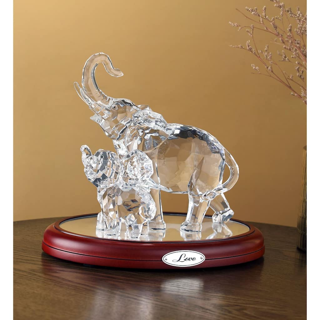 LED Lighted Elephant Family Figurine Decorations - 8" - Set of 2