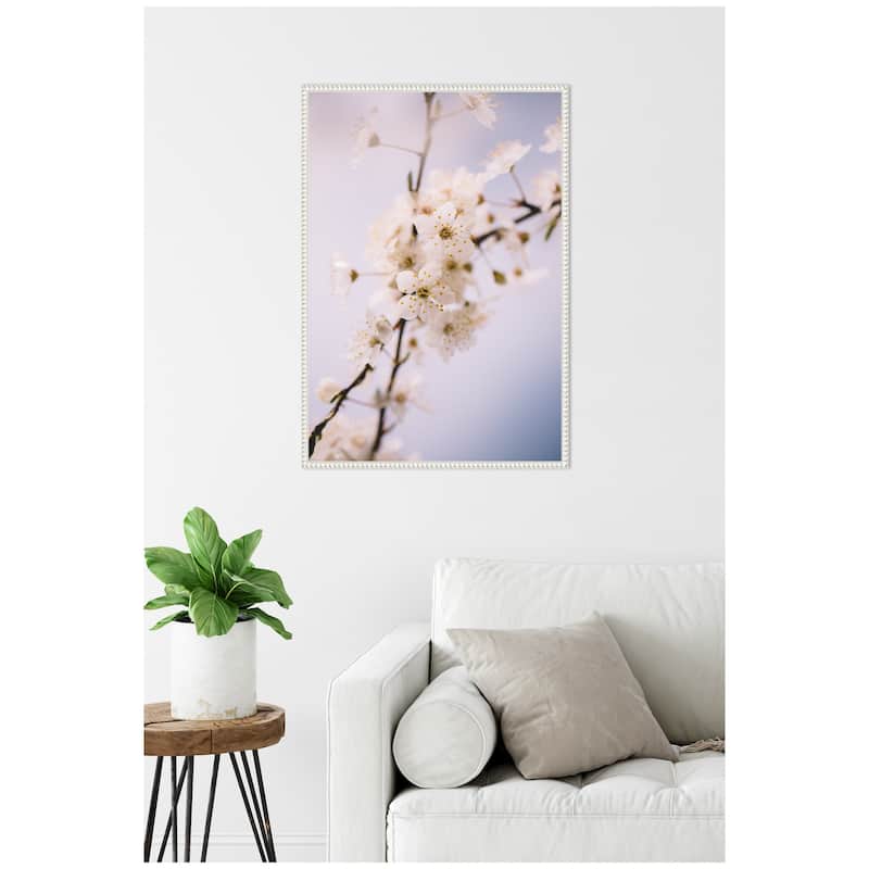 Kate and Laurel Sylvie Nature White Floral Blooms Framed Canvas by Patricia Hasz of Patricia Rae Photography