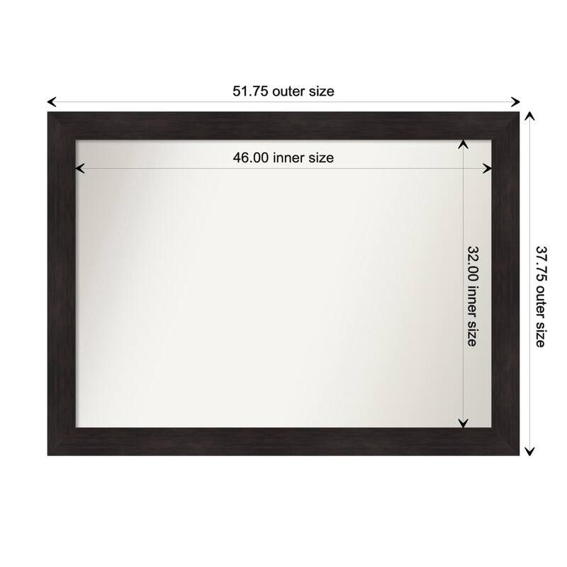 Furniture Espresso Framed Non-Beveled Custom Wall Mirror, Bathroom Vanity Mirror - Outer Size: 51.75 x 37.75