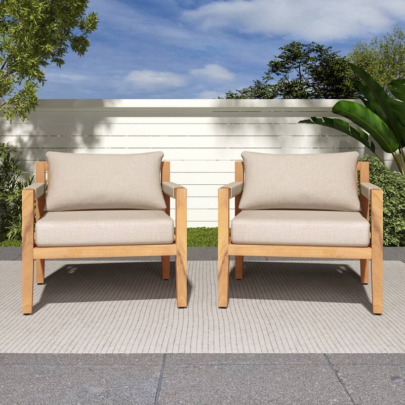 Christopher Knight Home - Modern Outdoor Acacia Wood Club Chair with Side Table