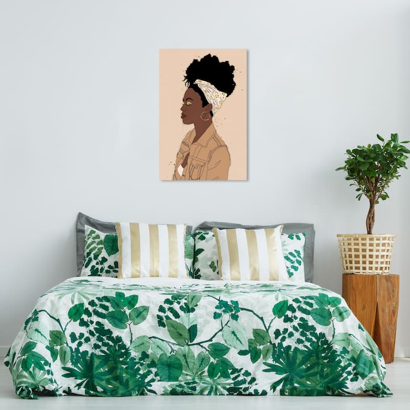 Wynwood Studio Canvas Fashion and Glam Her Tan Jacket Brown and Metallic Gold Glam Wall Art Canvas Print - 36 x 24