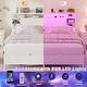 preview thumbnail 40 of 75, Bed Frame with Charging Station and RGB LED Lights, Sturdy Platform Bed with Storage Headboard,
