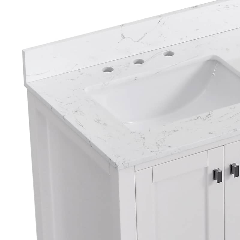StarrySky 60 inch Undermount Double Sink Bathroom Vanity with Engineered Carrara Marble Top