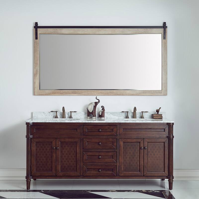 Cortes 72" Bathroom Vanity Barndoor Wall Mirror in Logs