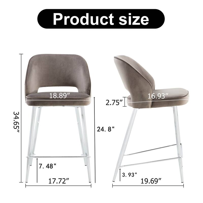 2PCS Bar Chair.Dining Chair.Bar Stool with Durable Electroplated Metal Legs