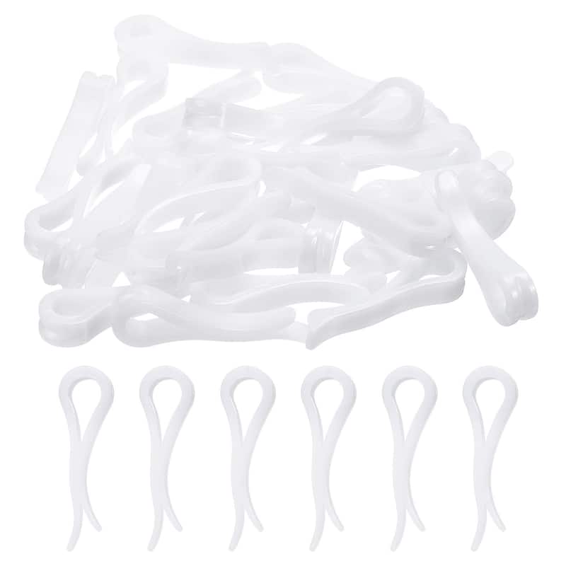 30Pcs Plastic Alligator Clips, 1.5" White U Shape Shirt Clip Clothespins - White