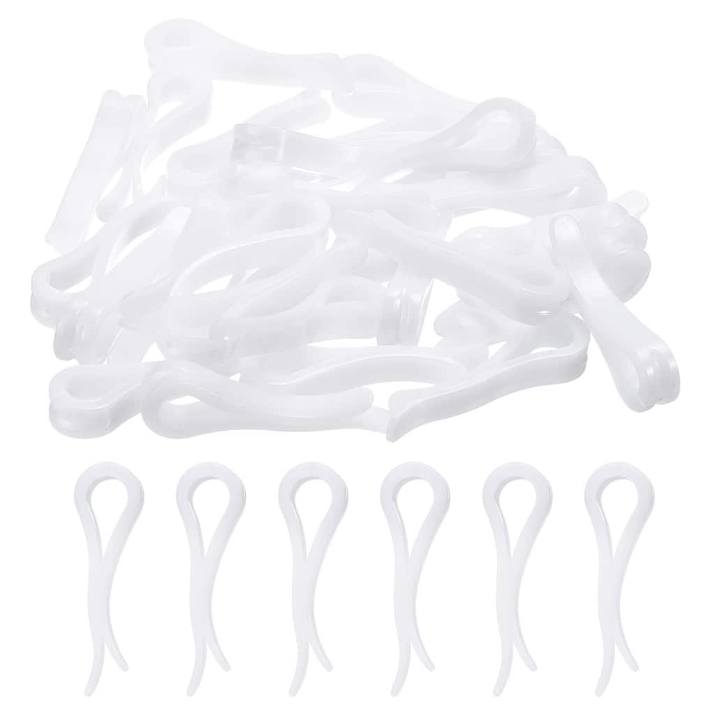 30Pcs Plastic Alligator Clips, 1.5" White U Shape Shirt Clip Clothespins - White