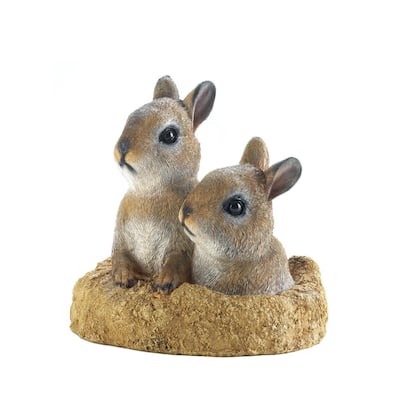 Peek-A-Boo Garden Bunnies Outdoor Statue - 6.5" - Brown and White