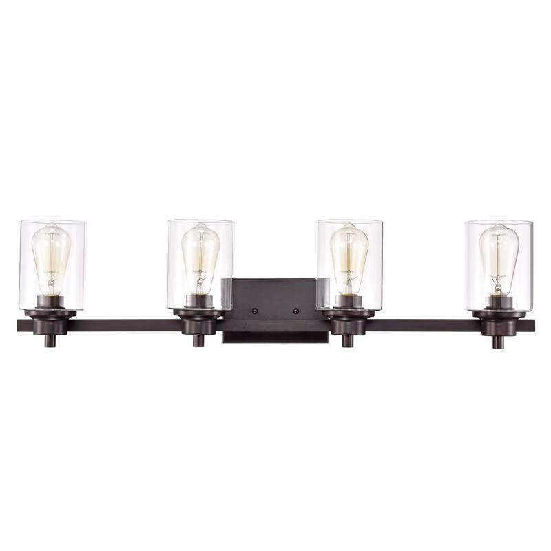Avalon 4 Light Contemporary Vanity Bath Light with Clear Glass - Oil Rubbed Bronze