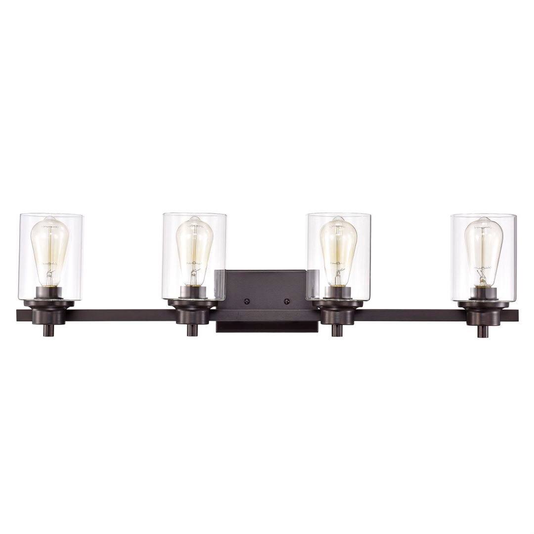 Avalon 4 Light Contemporary Vanity Bath Light with Clear Glass Oil Rubbed Bronze Bed Bath