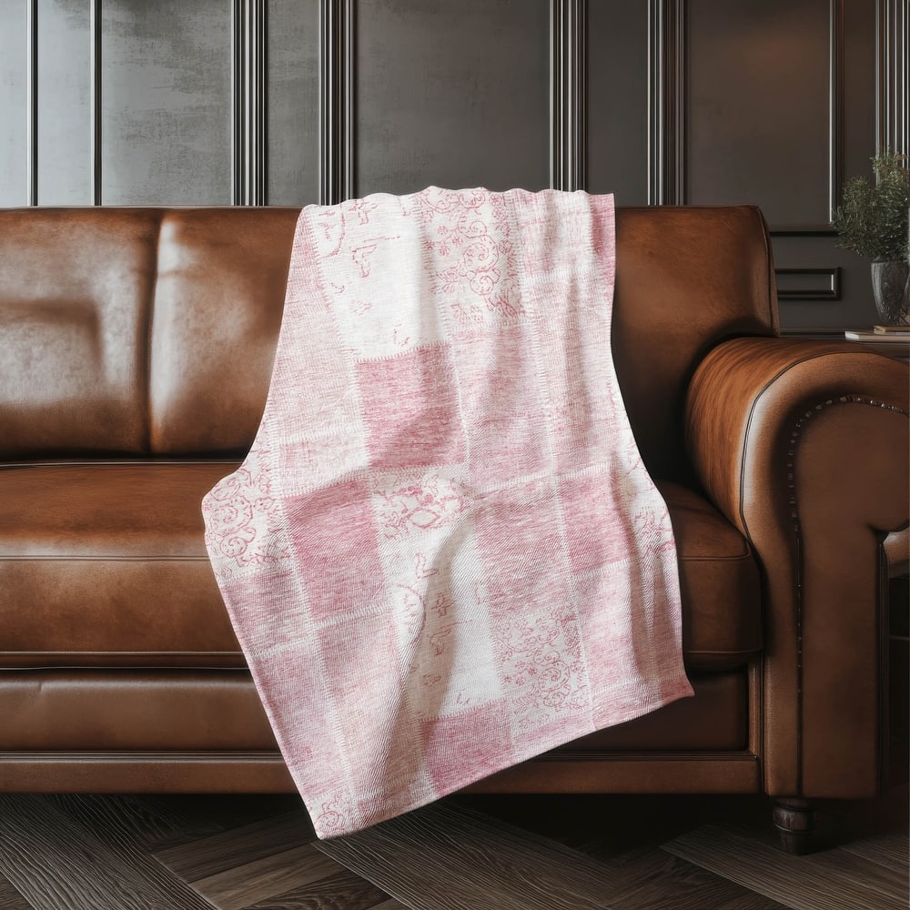 Premium Machine Washable Vintage Patchwork Sherpa Throw Blanket