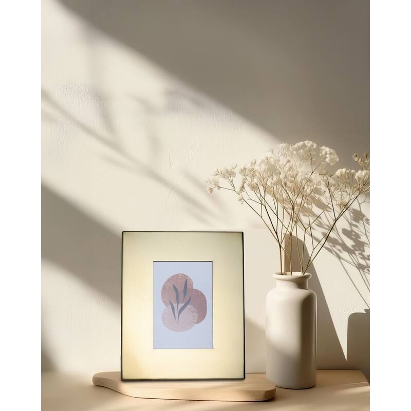 Stainless Steel Wide Rectangular Picture Frame - for 4" x 6" Photo - Gold