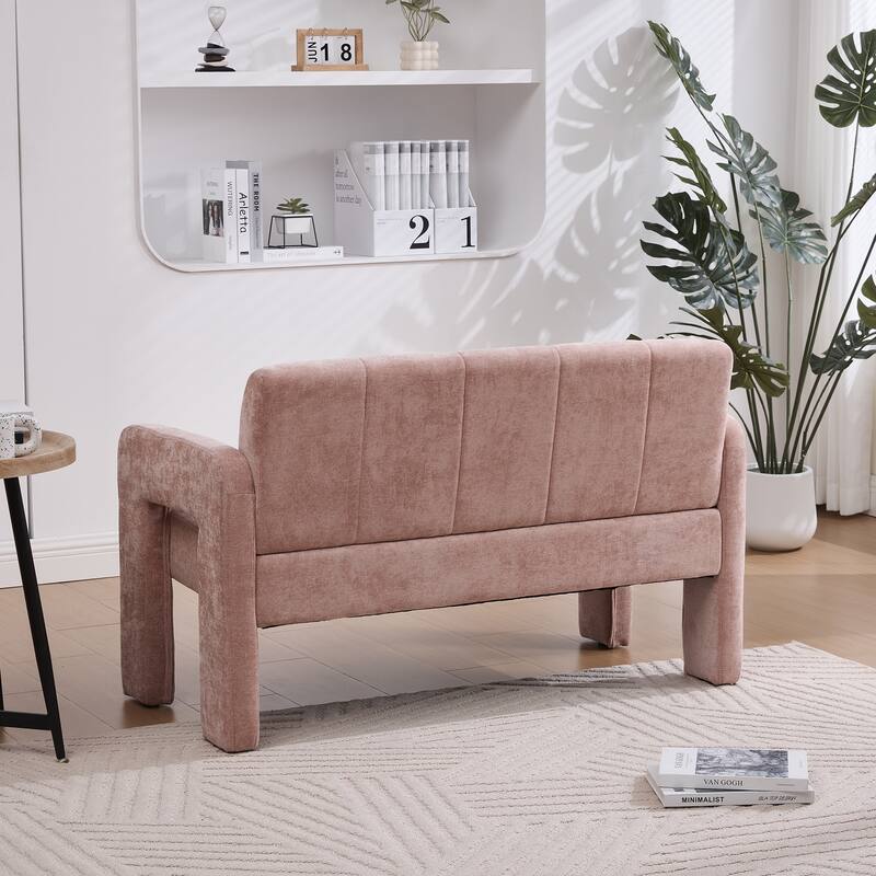 Modern 2-Seater Sofa Armchair with Chenille Fabric, for Living Rooms, Bedrooms, Lounges and Reading, Pink