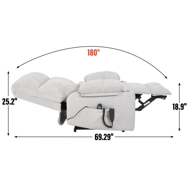 Dual Motor Infinite Position Power Lift Recliner Chair Heavy Duty Motion Mechanism with Massage and Heating, Dual Cup Holders