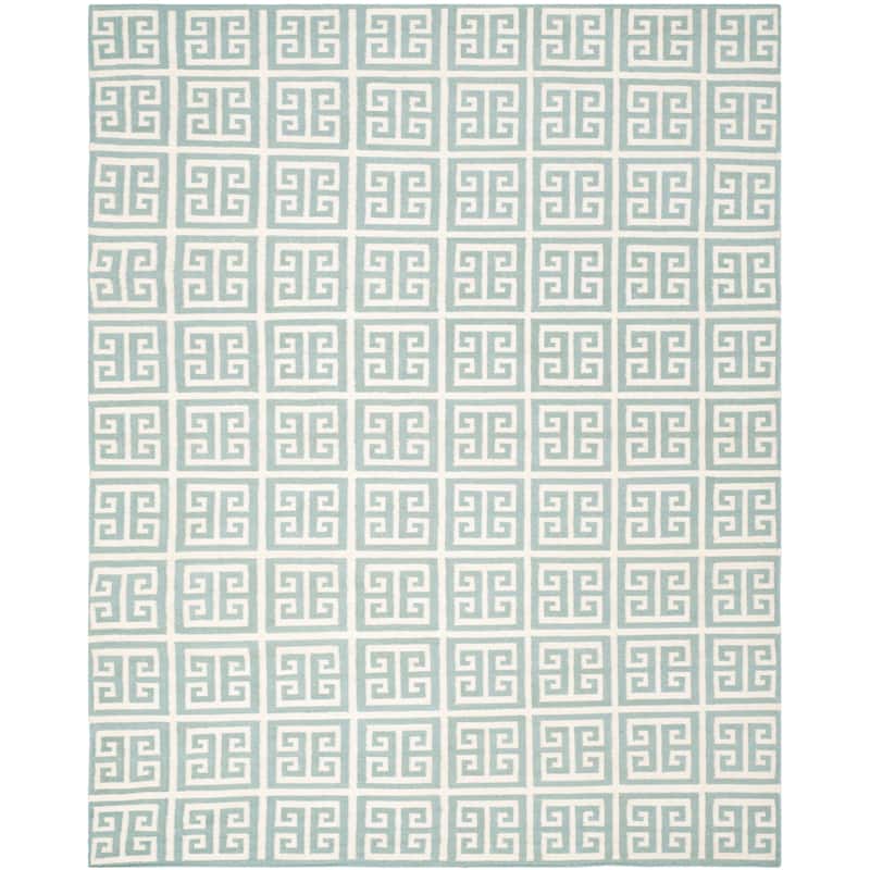 SAFAVIEH Handmade Flatweave Dhurries Oliga Modern Wool Rug - 9' x 12' - Blue/Ivory