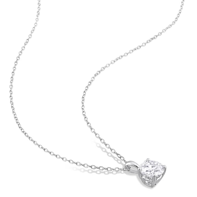 Miadora 5 3/5ct DEW Created Moissanite 2-Piece Solitaire Necklace and Stud Earrings Set Sterling Silver