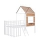 preview thumbnail 3 of 11, Playhouse Design Metal Loft Bed with Roof, Window, Guardrail and Sturdy Construction, White