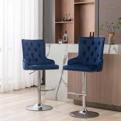Swivel Velvet Barstools - Overstock - 36574217