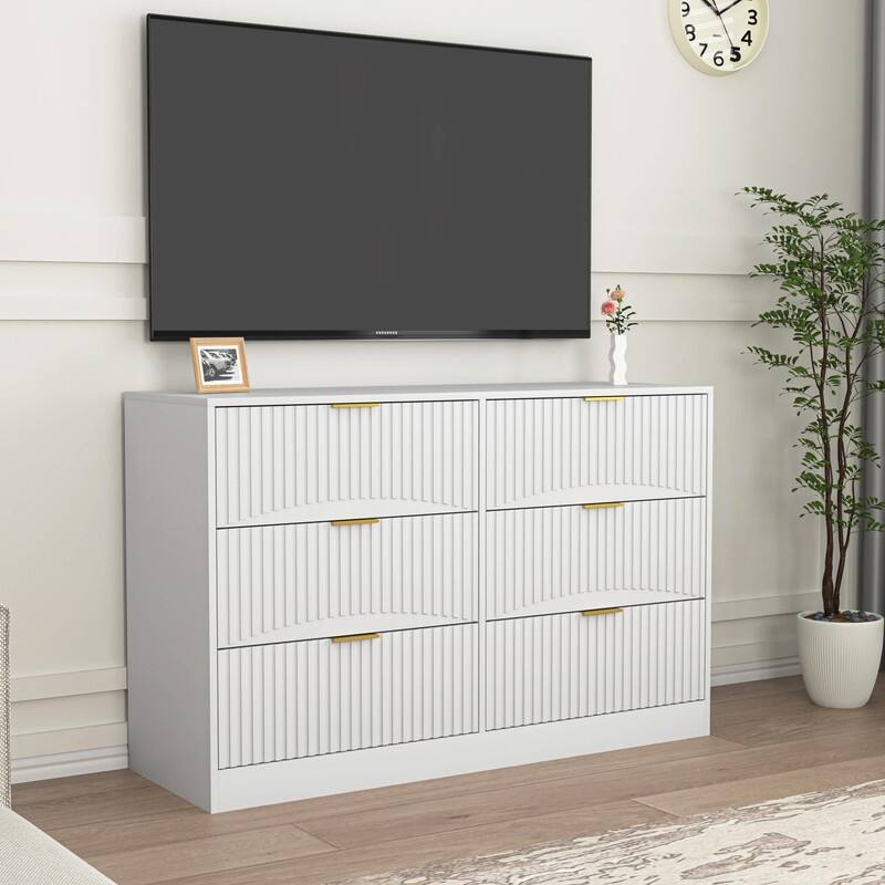Modern 6-Drawer Dresser, Versatile Chest of Drawers for Bedroom, Living Room, Hallway, & Entryway