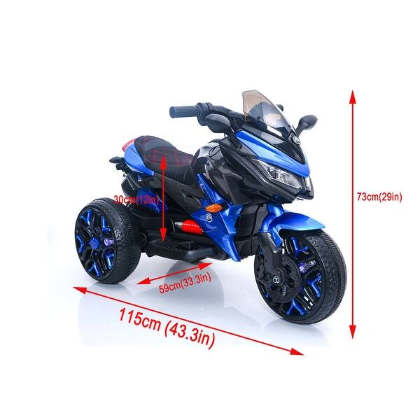 dimension image slide 3 of 8, 12V Kids Electric Ride-On Motorcycle with Manual Throttle, LED Wheel Lights, Bluetooth Music- Battery Powered Motorbike