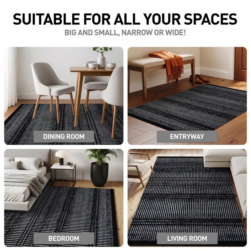 Contemporary Minimalistic Stripe LInes Area Rug