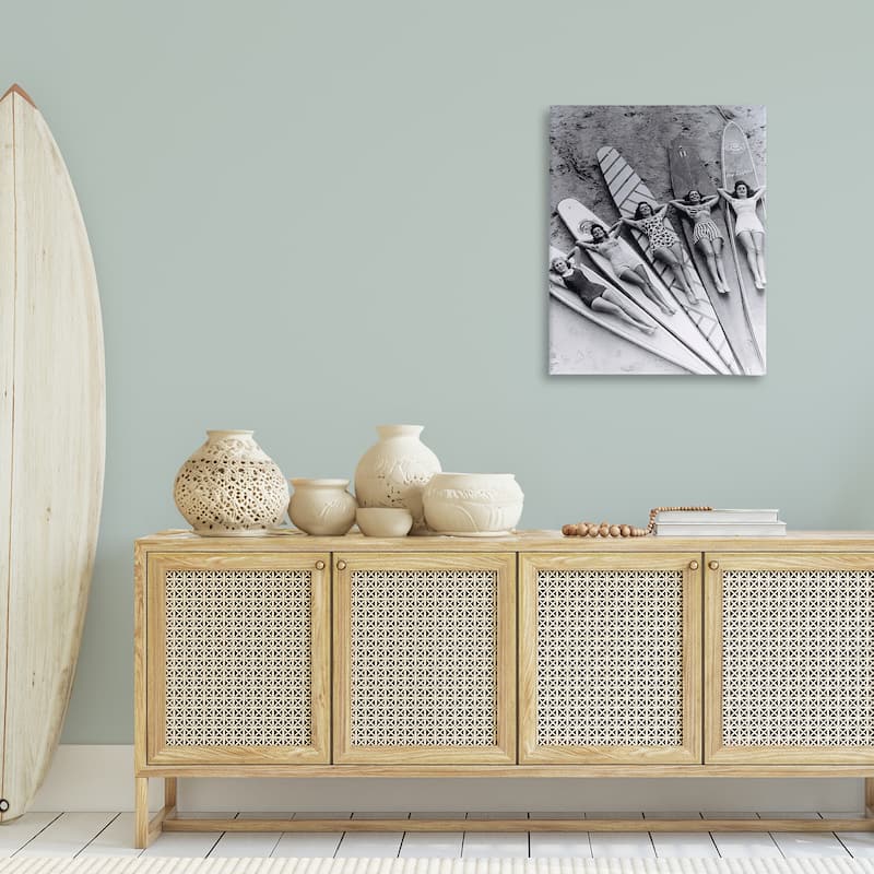 Stupell Vintage Women on Surfboards Canvas Wall Art Design By Arlington Prints