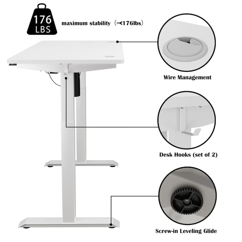Futzca Height Adjustable Electric Standing Desk Sit Stand Computer Stand up Desk with Splice Board(White)