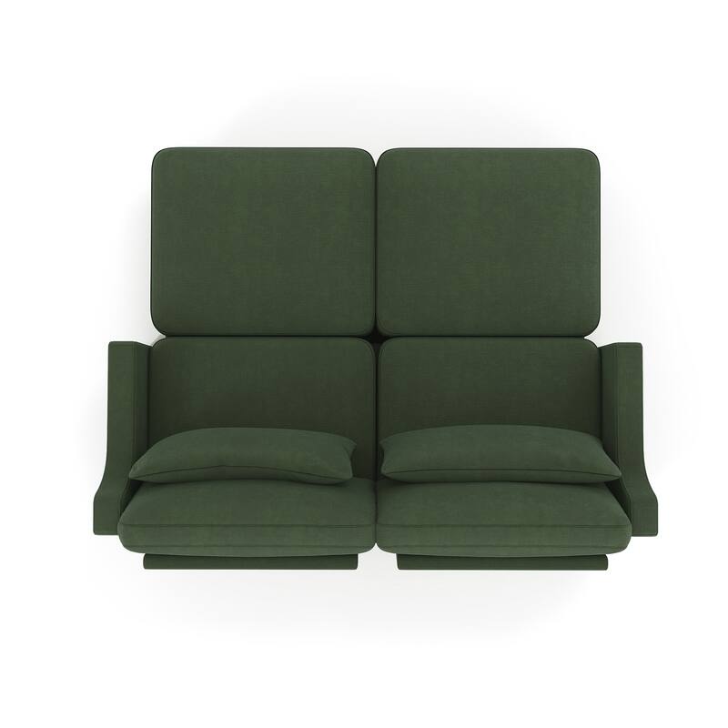 73.2" Chenille 2-Seater Sofa with Ottoman, 2 Pillows & Solid Wood Frame