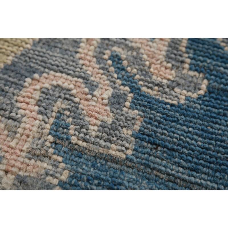 Hand Knotted Oriental 100% Wool Carpet Transitional Medallion Navy Blue & Blues Oushak Area Rug - 14' 9'' X 11' 10''