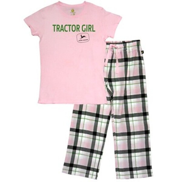John Deere Western Sleepwear Womens Tractor 2 Pc Set Pink - Overstock - 17692074