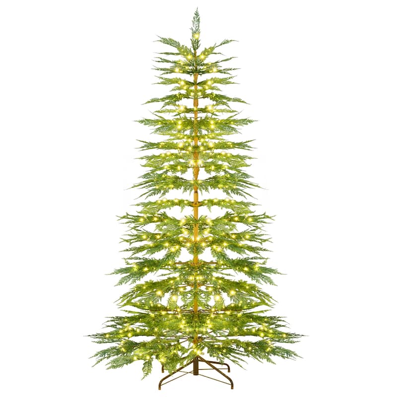 Costway 6.5 FT/7.5FT Pre-Lit Christmas Tree Hinged with 470/612 PE - 6.5 Foot