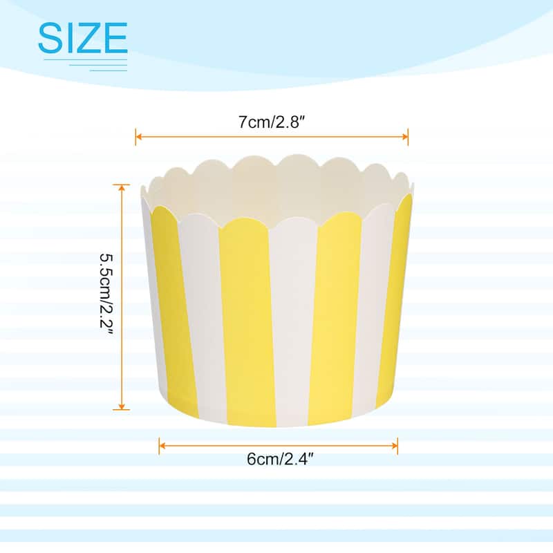 100Pcs Paper Baking Cups 6oz Cupcake Muffins Liner Wrappers - Yellow