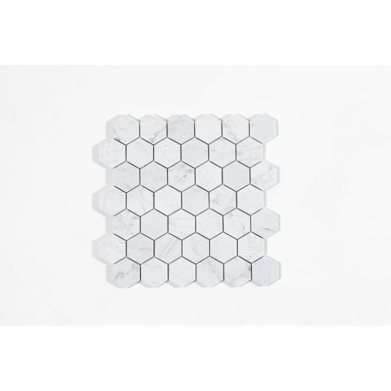 Industry Tile Carrara White 2" Hexagon Mosaic Matte (10 pc/ case)