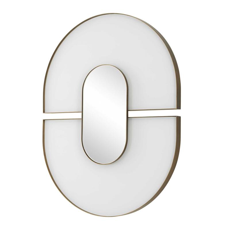Uttermost Encase Modern White Oval Mirror - 23.50" W x 30.50" H x 1.63" D