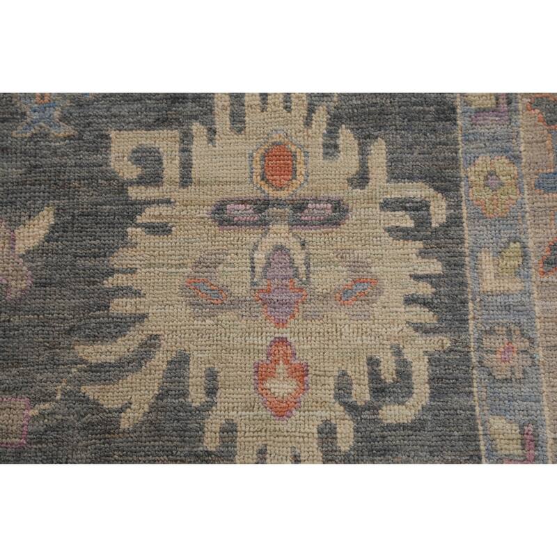 Hand Knotted Oriental 100% Wool Carpet Transitional All-Over Greys & Charcoal Oushak Area Rug - 11' 10'' X 8' 9''