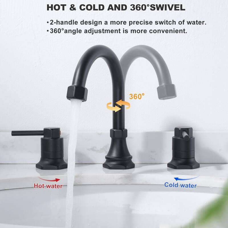 WOWOW Hex 8 in. Widespread Double Handle Bathroom Faucet