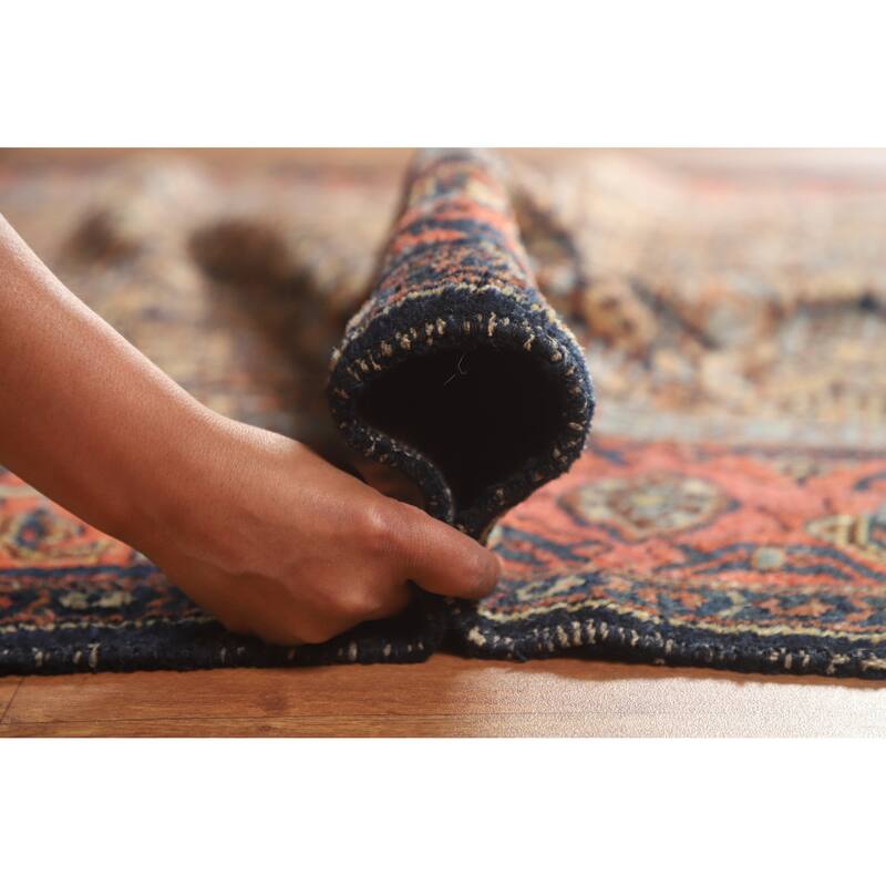 Hand Knotted Oriental 100% Wool Carpet Traditional Geometric Oranges & Rust Senneh Runner Rug - 15' 11'' X 5' 2''