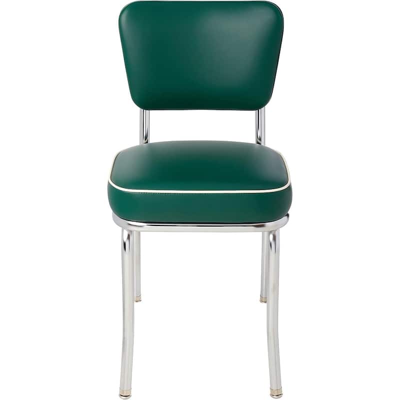 Chrome Diner Chair - Kitchen Dining Chair, Box Seat, Modern Design, Grey Finish, Fully Assembled - 31.5