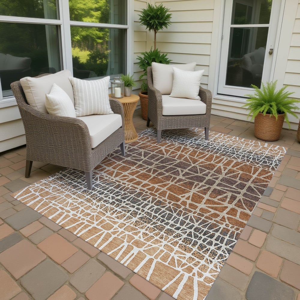Machine Washable Indoor/ Outdoor Boho Global Chantille Rug