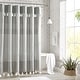 preview thumbnail 9 of 12, Porch & Den Onassis Modern Stripe Tassel Shower Curtain Grey Ground White Tassels