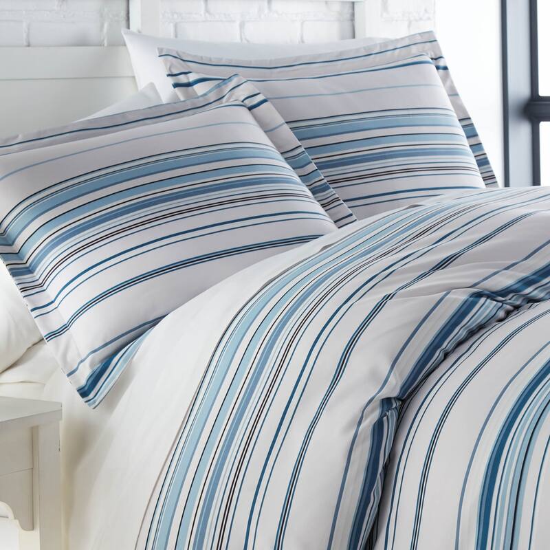 Vilano Ultra-Soft Coastal Stripes 3-piece Duvet Cover and Sham Set - Blue - Twin - Twin XL