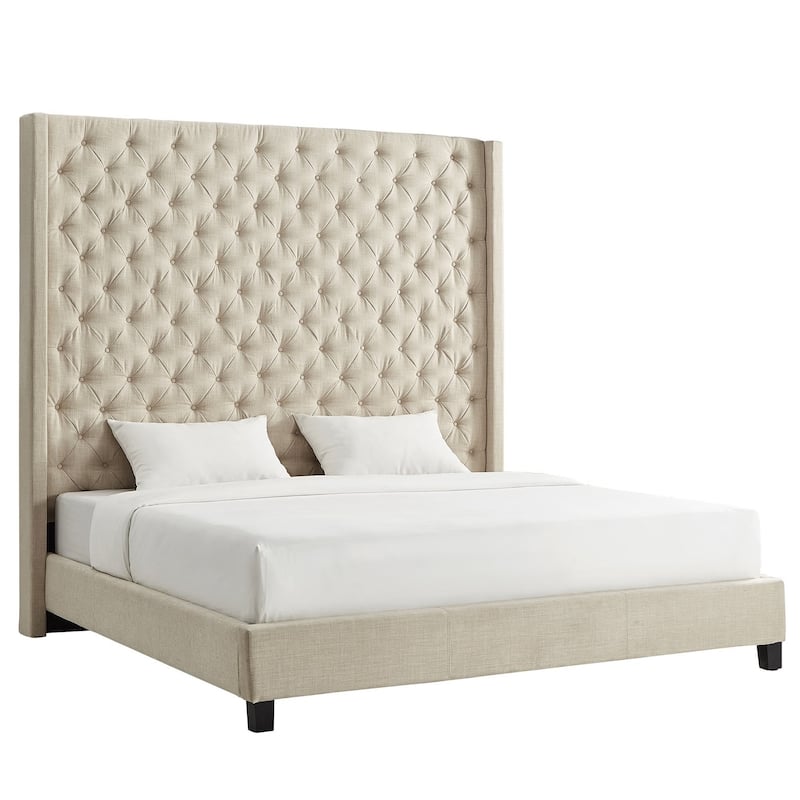Naples Wingback Button Tufted 84-inch Headboard Platform Bed by iNSPIRE Q Artisan
