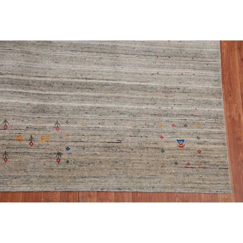 Striped Gabbeh Indian Area Rug Tribal Handmade Wool Carpet - 9'1" x 11'9"